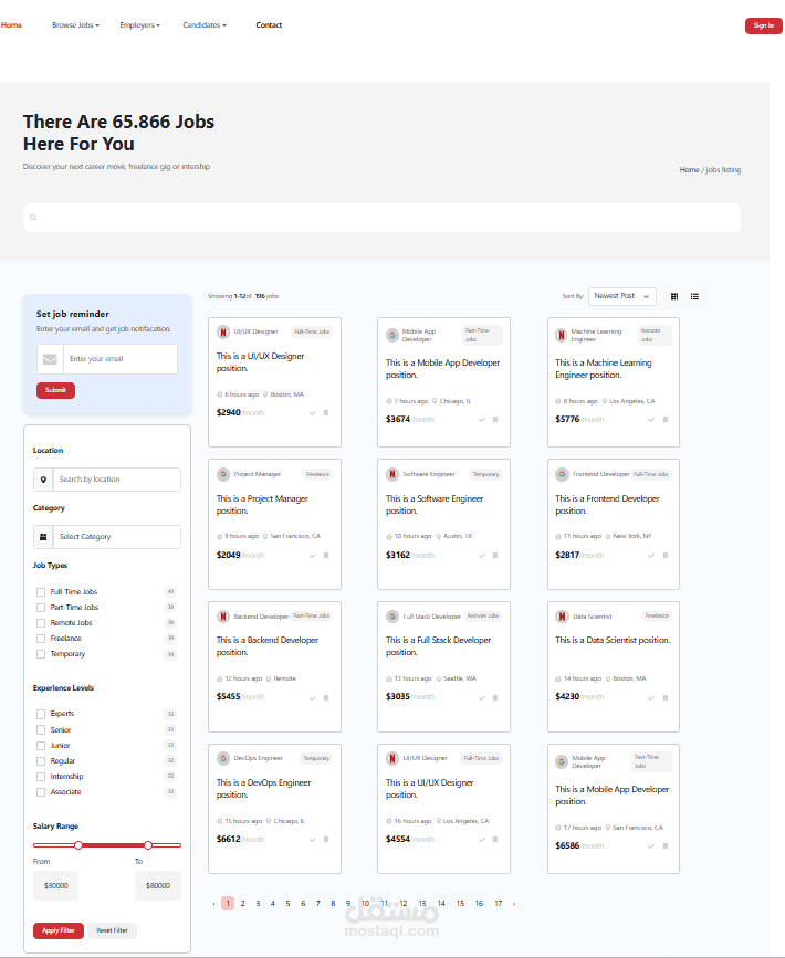 Product List Dashboard