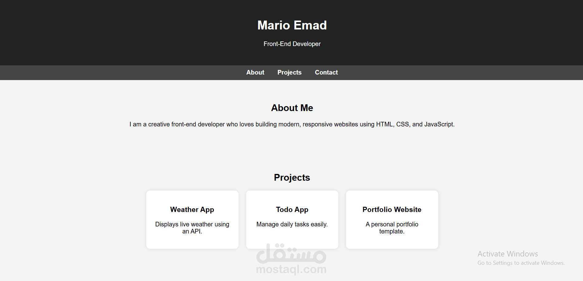portfolio  web page