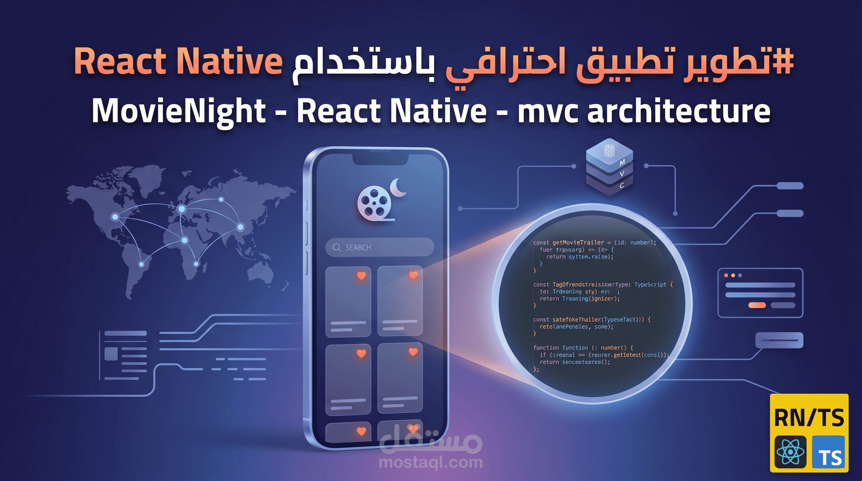 تطوير تطبيق MovieNight لخدمات الأفلام بمعمارية MVC وواجهة عصرية.