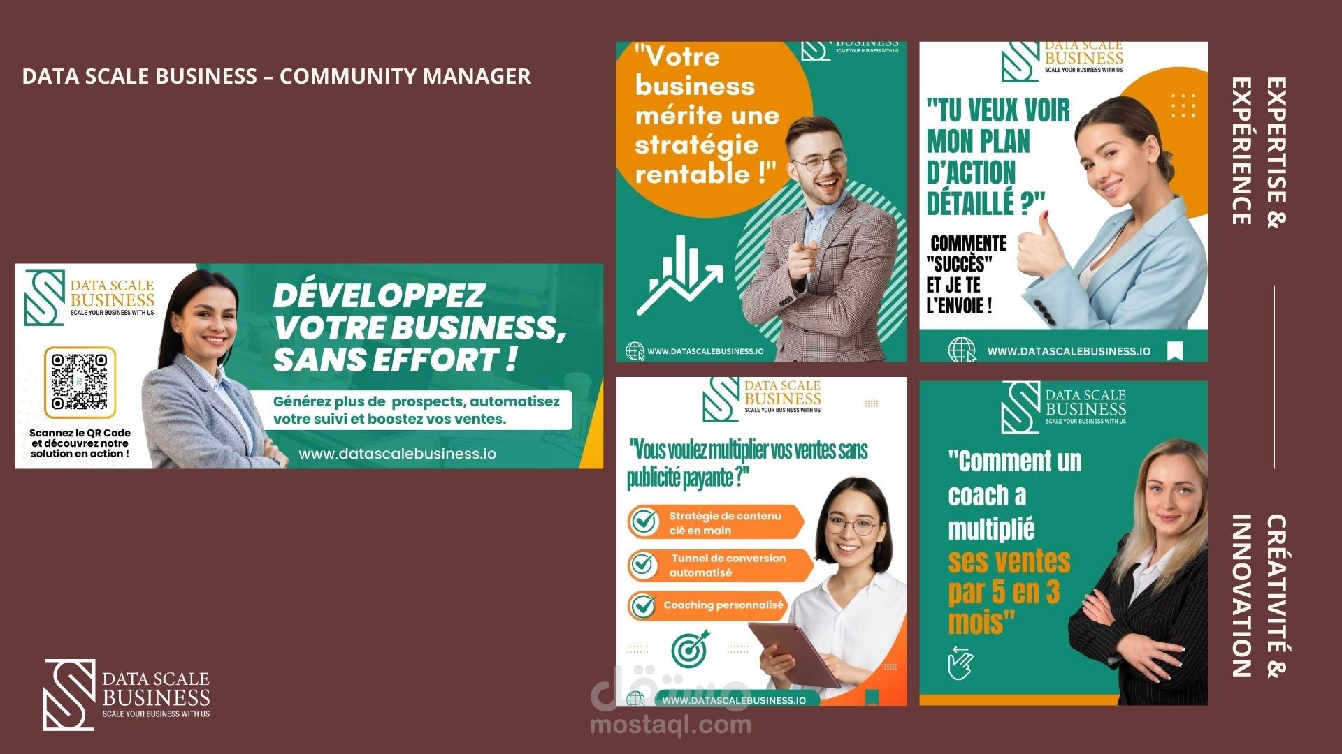 تصميم الحملات الإعلانية والهوية الرقمية لمنصة "Data Scale Business"