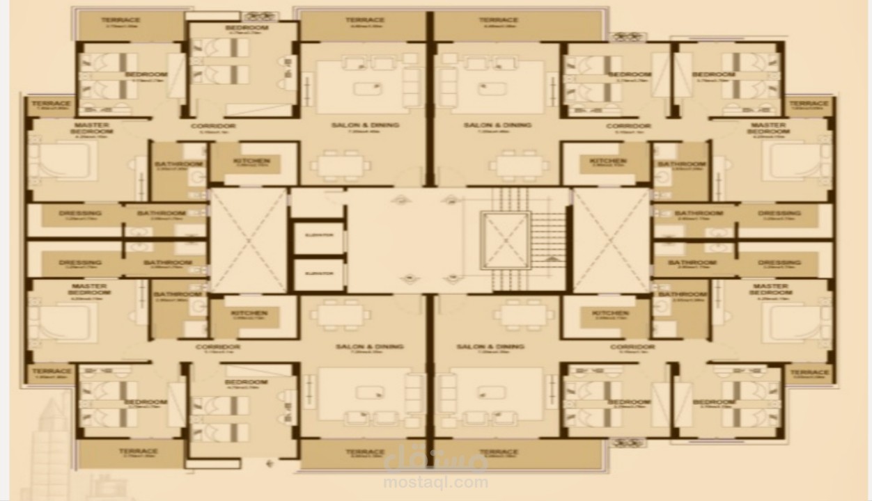 بلان لتوزيعات الشقق في عماره في كومباوند