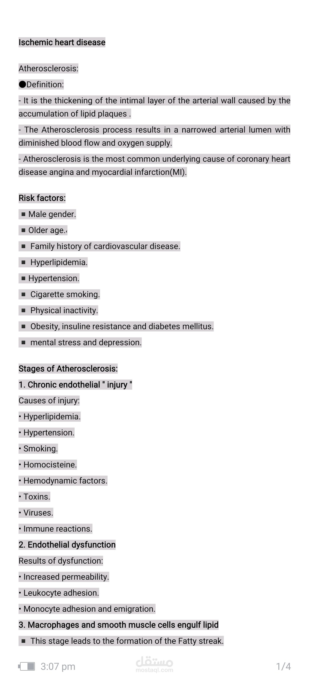 تفريغ محتوى طبي متخصص باللغة الإنجليزية_ أمراض القلب و الشرايين