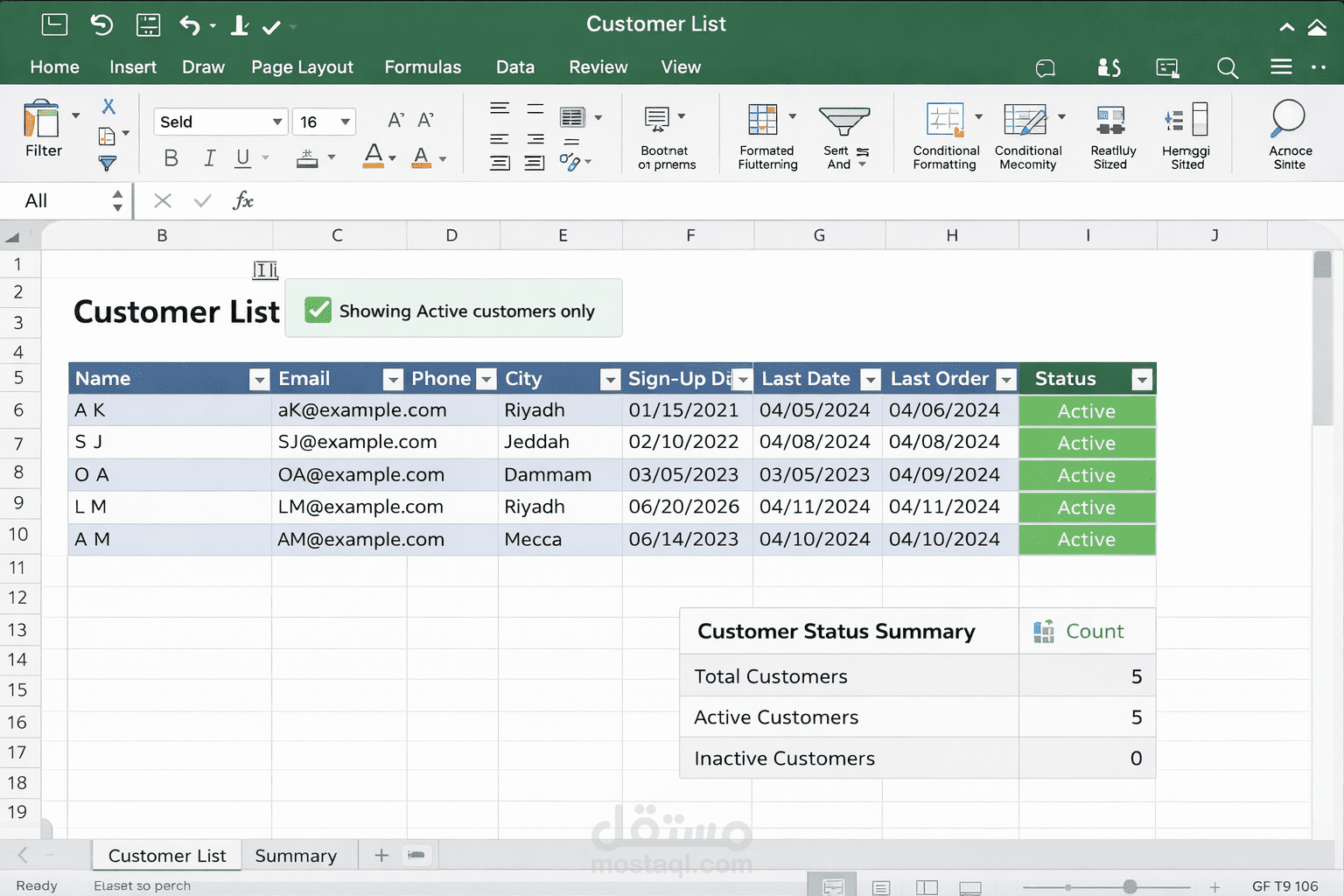 Data Entry & Customer Status Management Using Excel