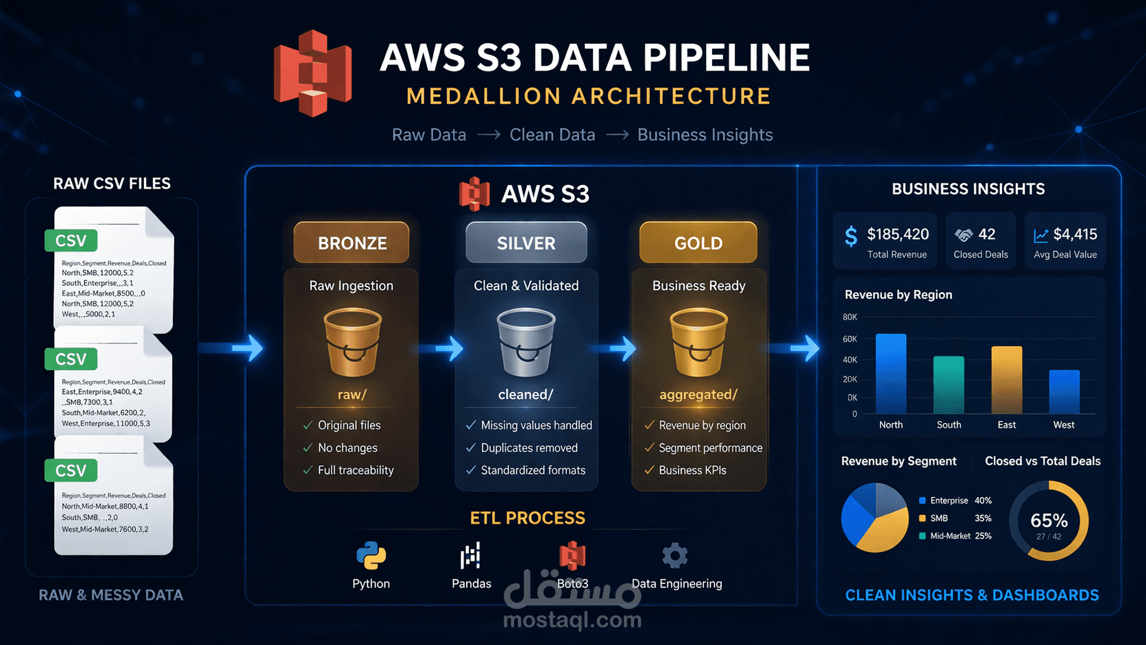 AWS S3 Data Pipeline for Sales Data Processing and Analytics (Medallion Architecture)
