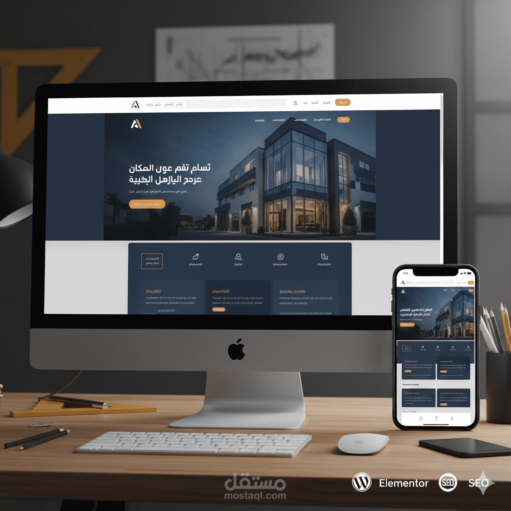 تصميم موقع تعريفي احترافي لشركة مقاولات واستشارات هندسية