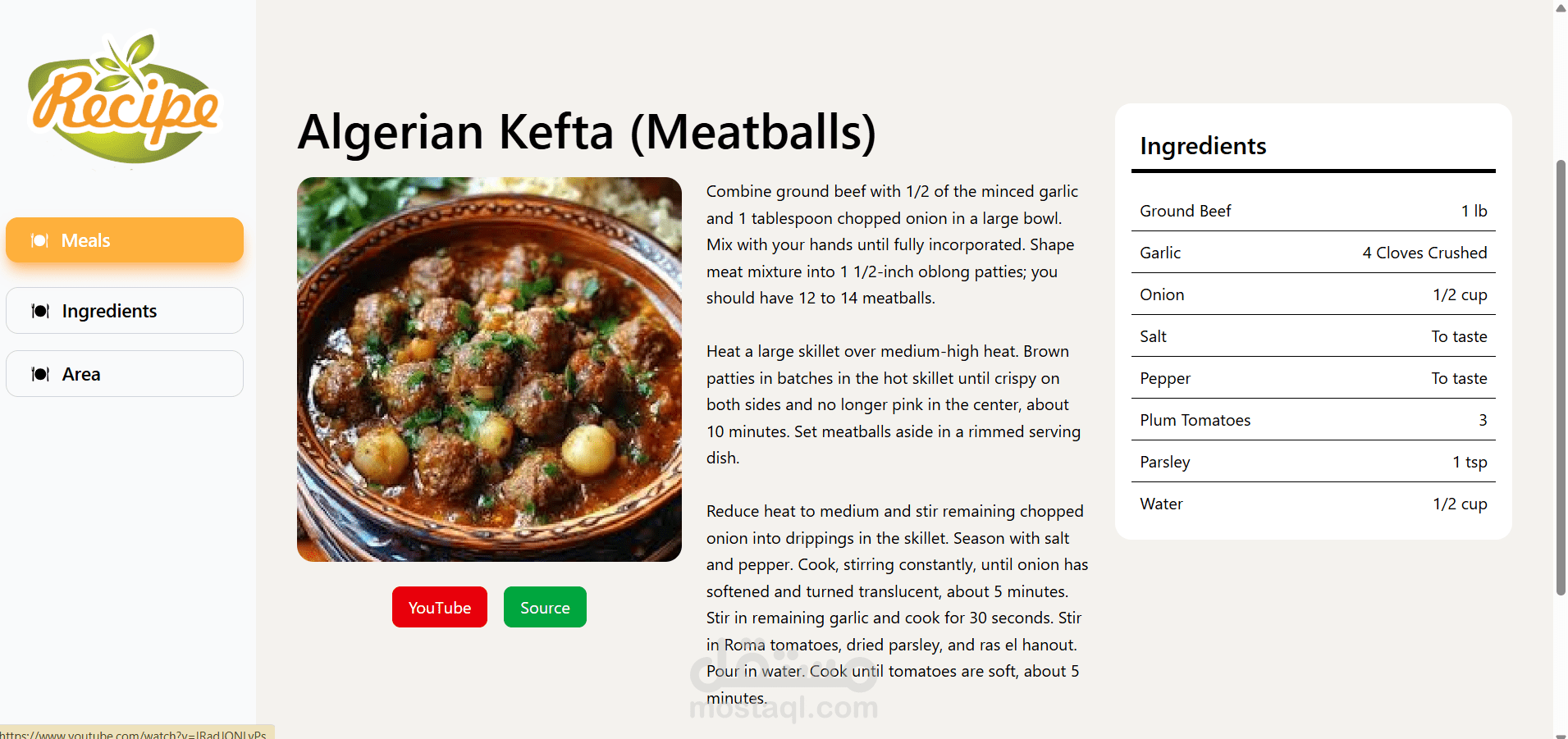 Meal Explorer Web App
