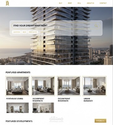 تصميم واجهة مستخدم (UI/UX) لمنصة عقارات فاخرة - Luxury Real Estate