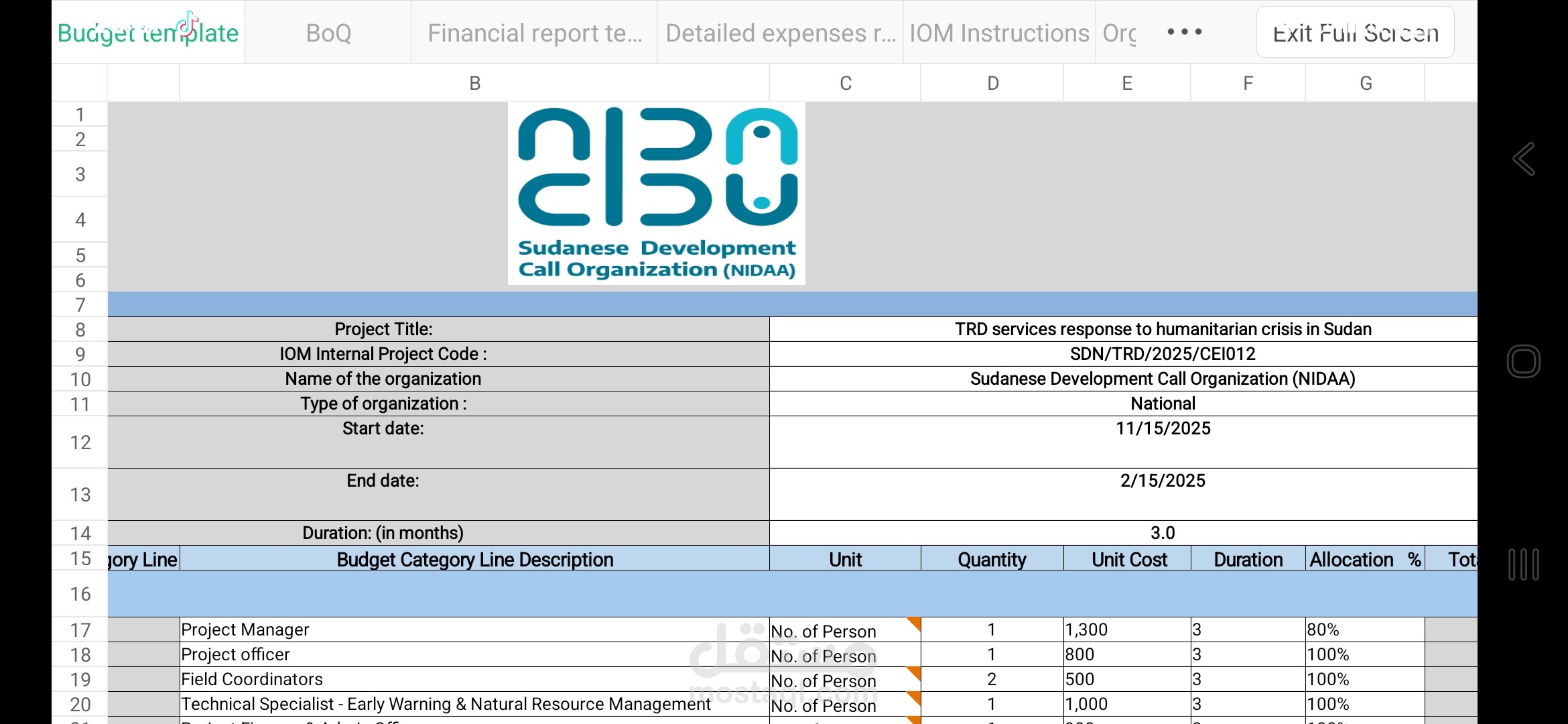 Trd response to humanitarian crisis in Sudan budget