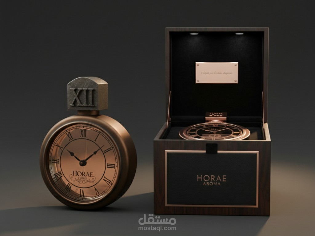 تصميم هوية بصرية لعطر عصري (Iridescent Glass Design) بالذكاء الاصطناعي.