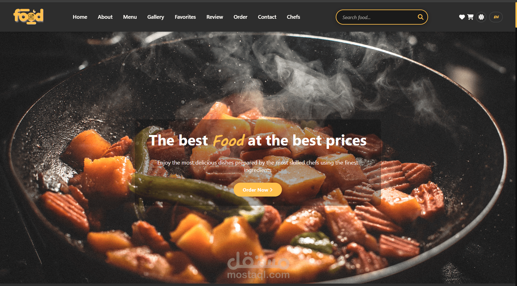 برمجة موقع مطعم متكامل مع لوحة تحكم للإدارة