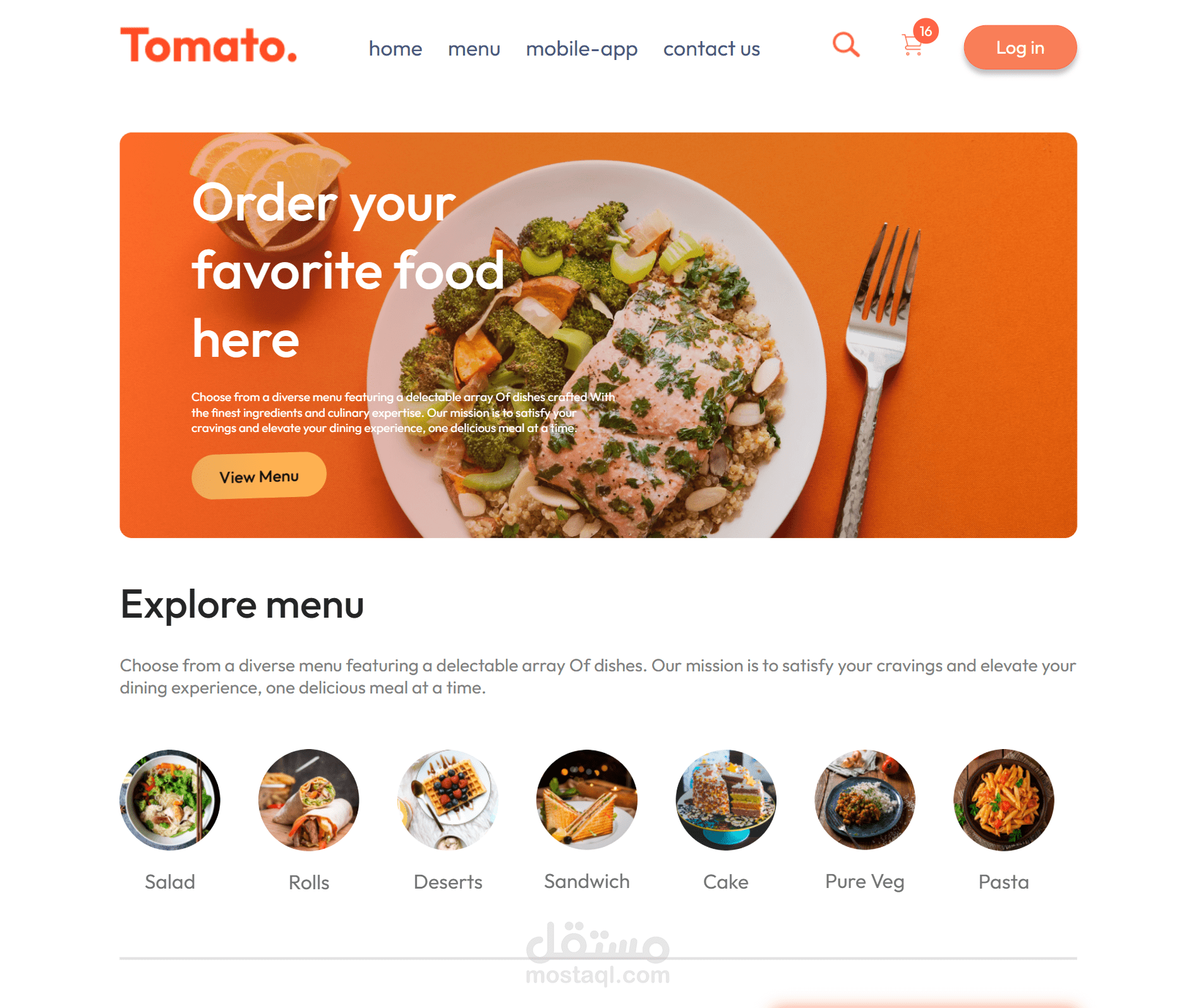 تطبيق ويب لطلب وتوصيل الطعام (Tomato App)