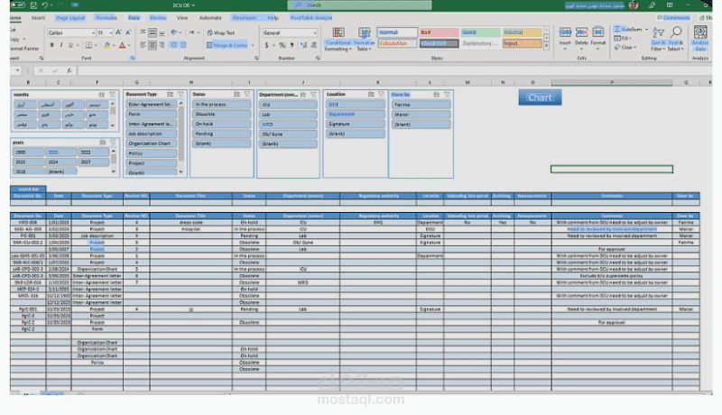 بناء وتنسيق قواعد بيانات ضخمة مع ميزة الفلترة الذكية والبحث السريع لتسهيل الوصول للمعلومات