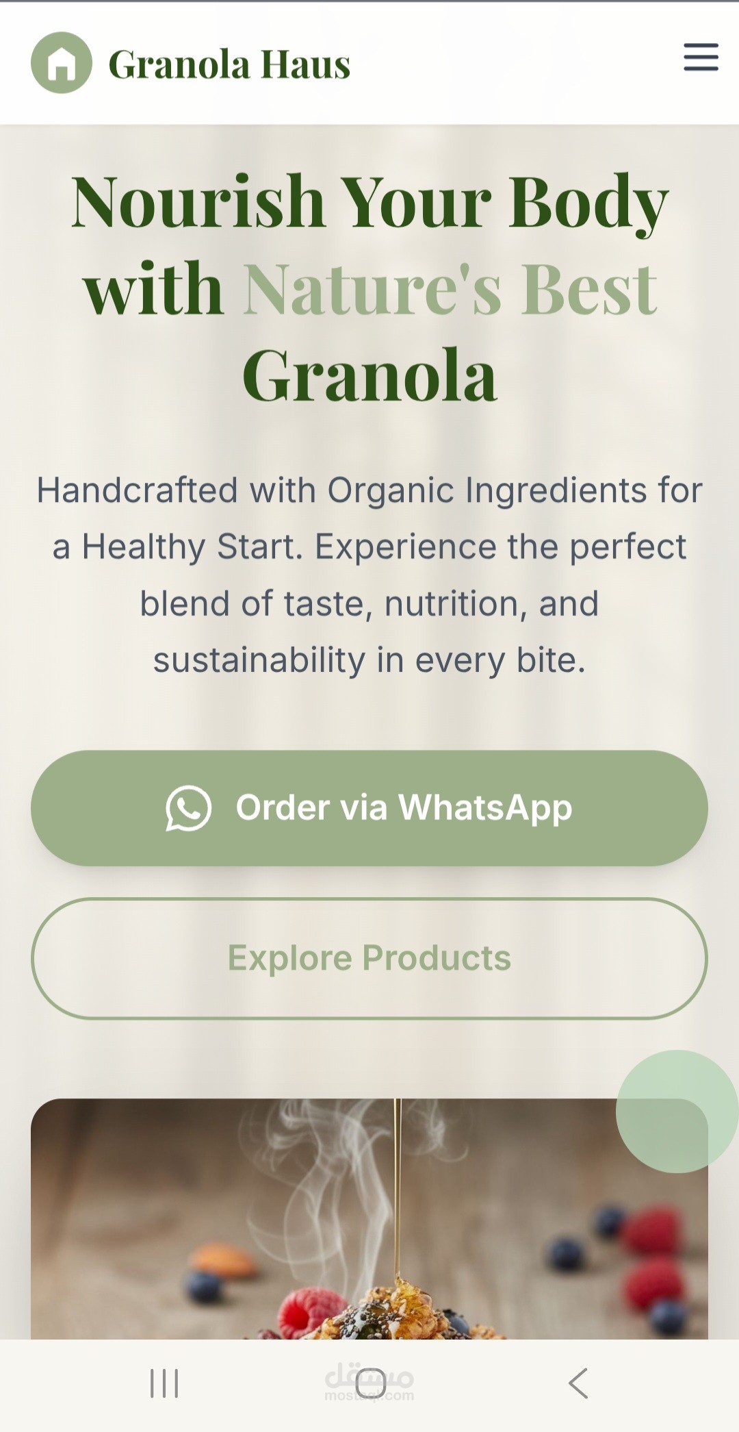 موقع إلكتروني مختص ببيع الجرانولا