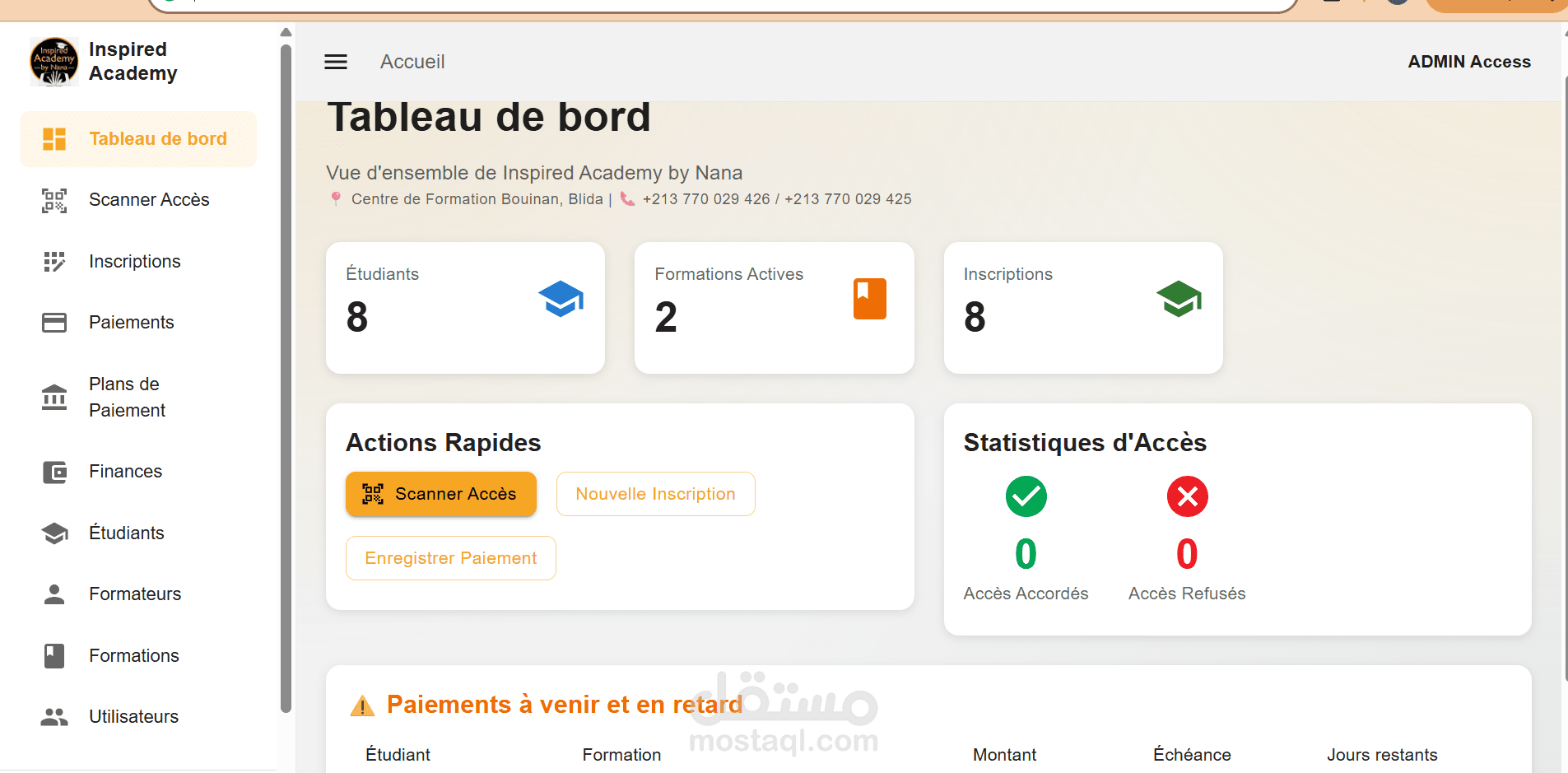 منصة Inspired Academy – نظام SaaS لإدارة المدارس والتكوين المهني