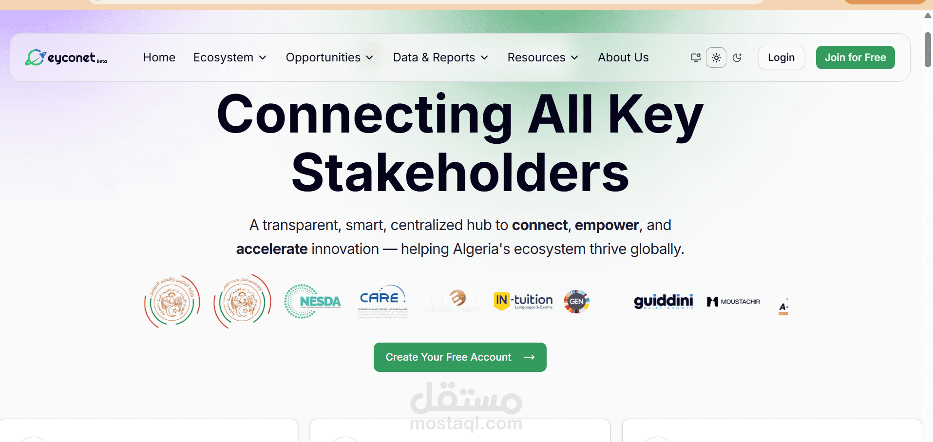 منصة EYCONET – شبكة تواصل لرواد الأعمال والمستثمرين في الجزائر