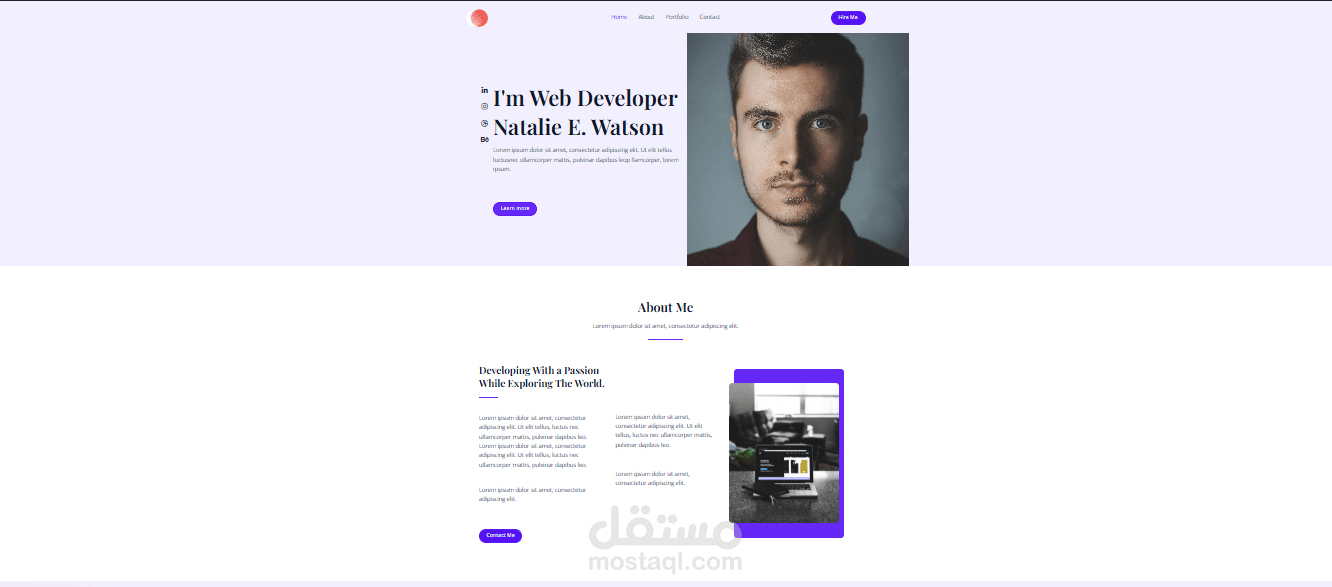 تصميم الصفحة الرئيسية - قسم ال hero + قسم about