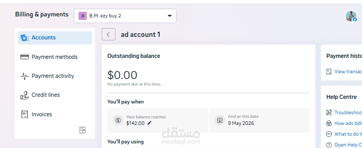 ad account انفقت فيه $2000+