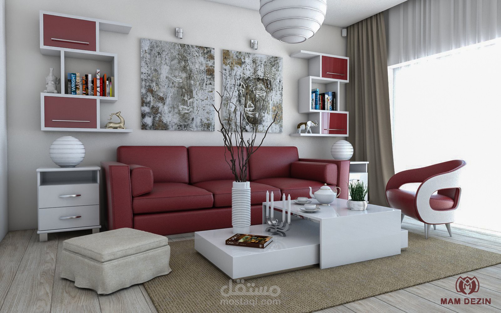 تصميم لغرفة معيشه أنيقة وبسيطه ومودرن