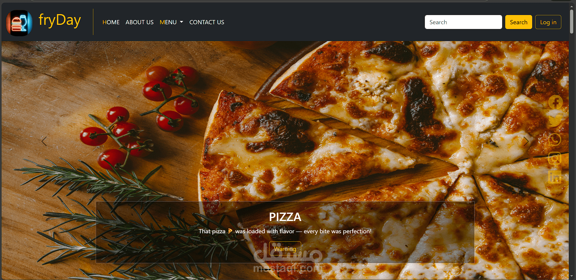 تصميم واجهة موقع مطعم احترافي ومتجاوب