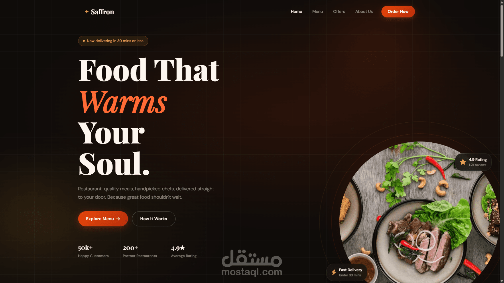 صفحة هبوط لمطعم مؤكلات