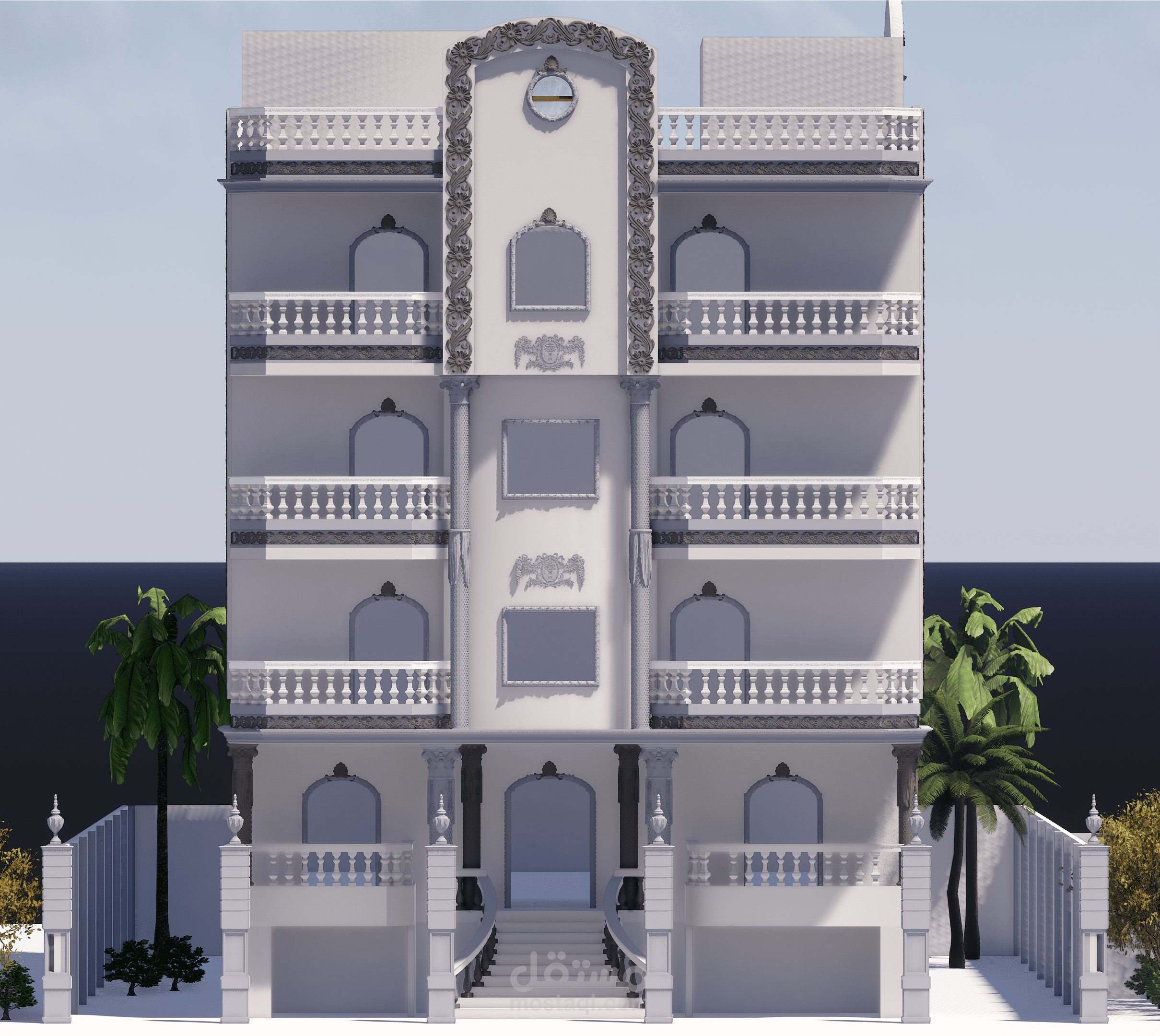 إعادة تصميم واجهة عمارة  سكنية كلاسيكية