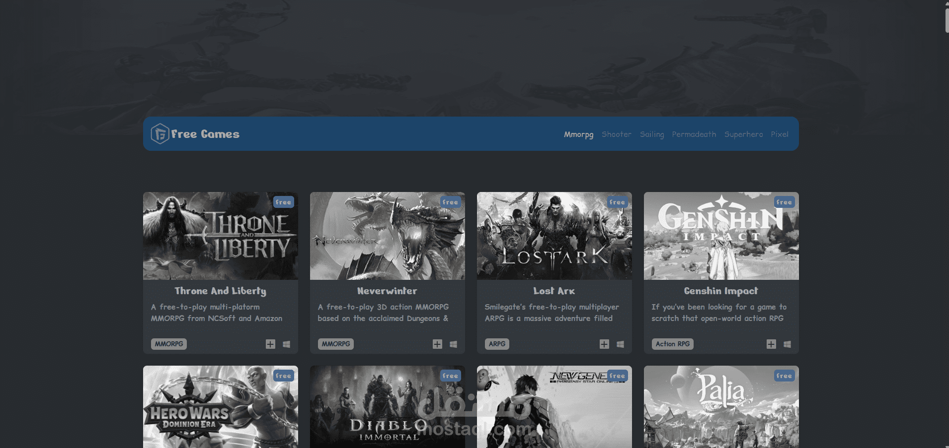 Games Website – List & Game Details