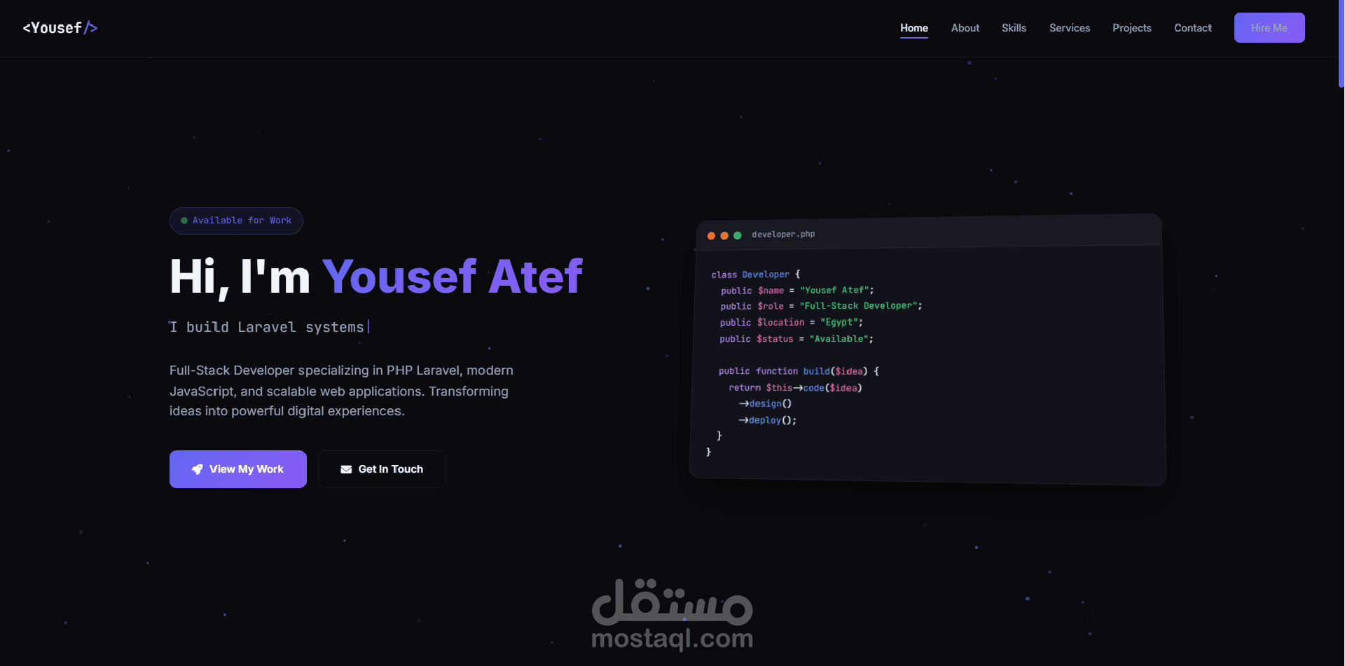 معرض أعمالي الشخصي (Interactive Professional Portfolio)