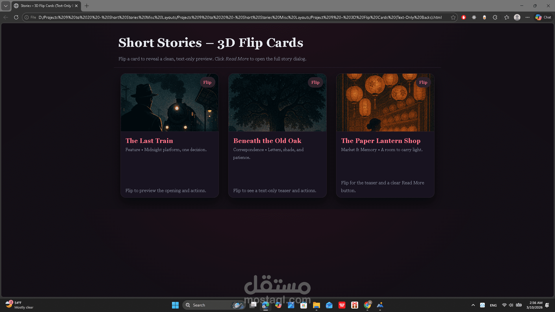 Short Stories – 3D Flip Cards