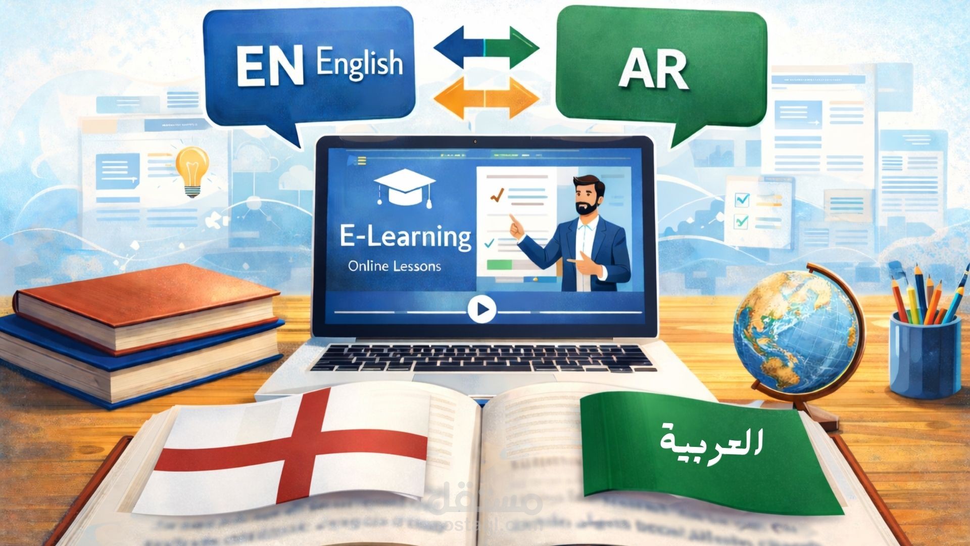 ترجمة محتوى فيديو تعليمي من الإنجليزية إلى العربية بأسلوب مبسّط