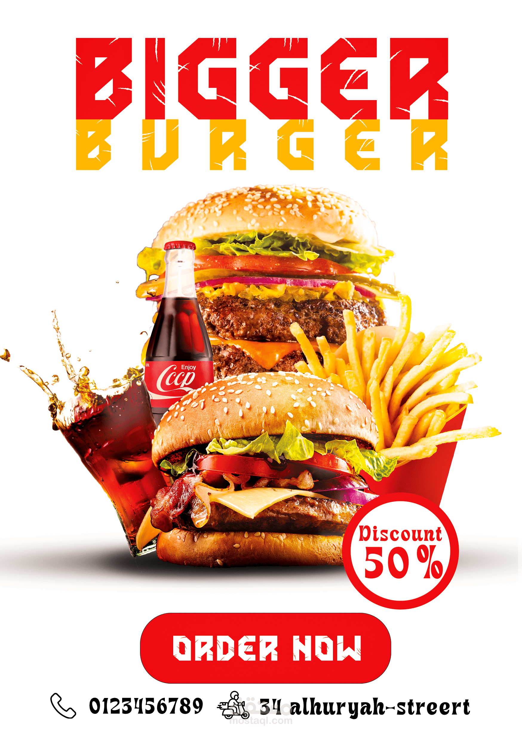 تصميم فلاير ترويجي لمطعم مأكولات سريعة