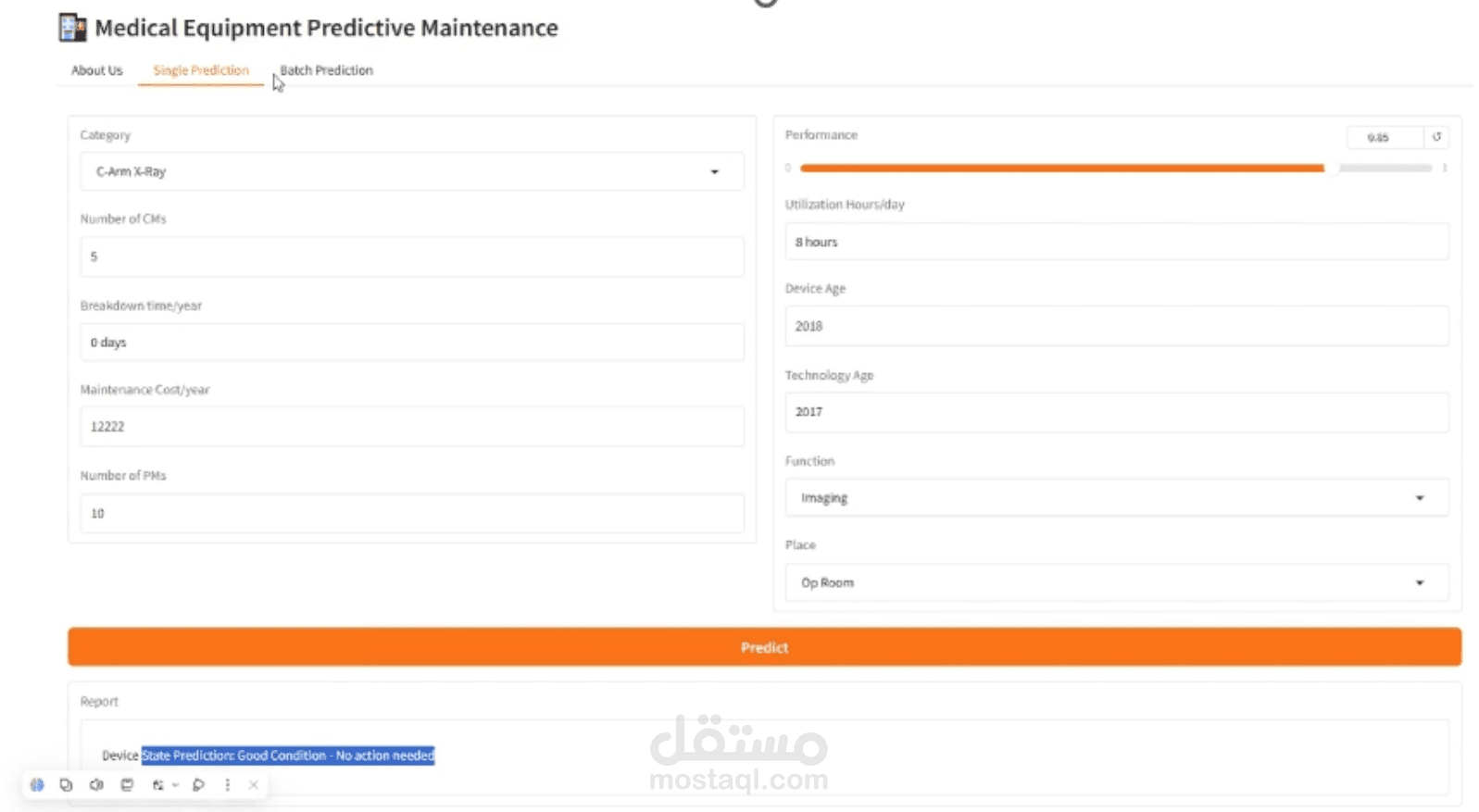 Hospital Predictive maintenance by Machine Learning
