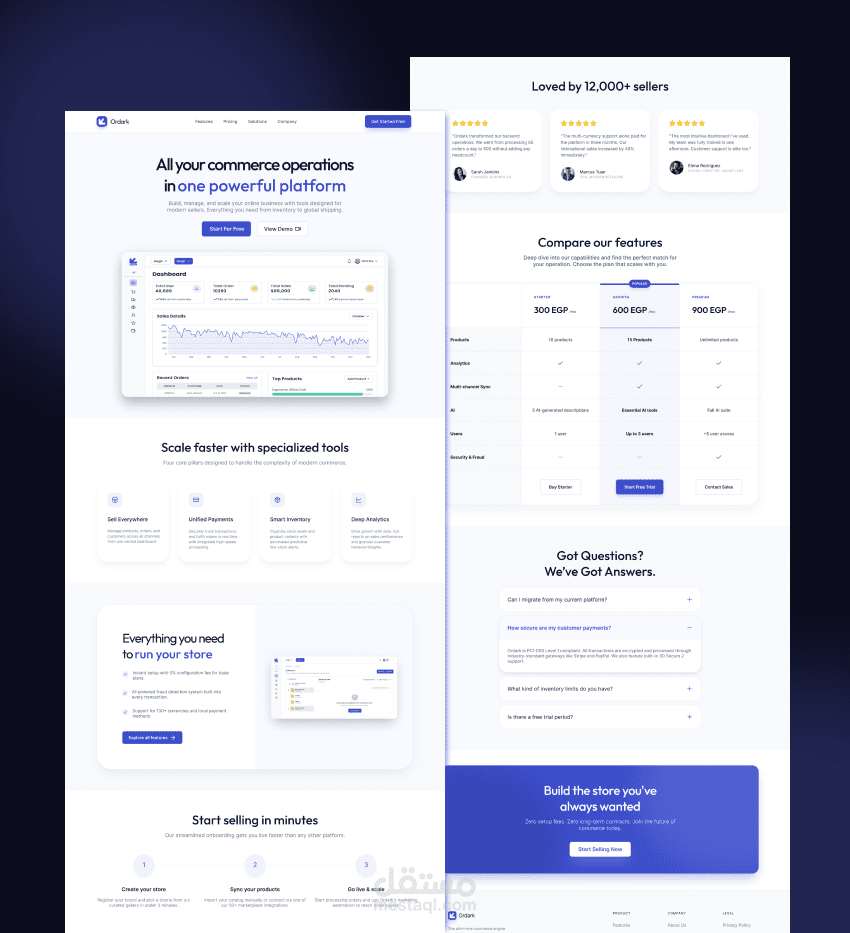 تصميم صفحه هبوط لمنصه ordark