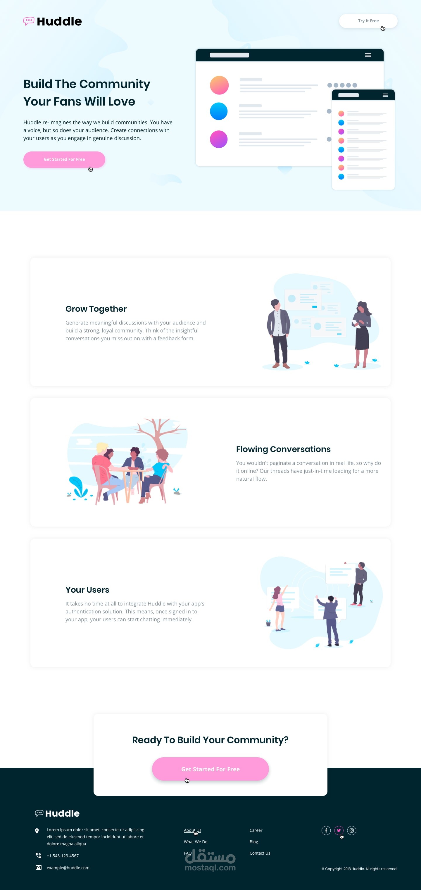 Huddle Landing Page project