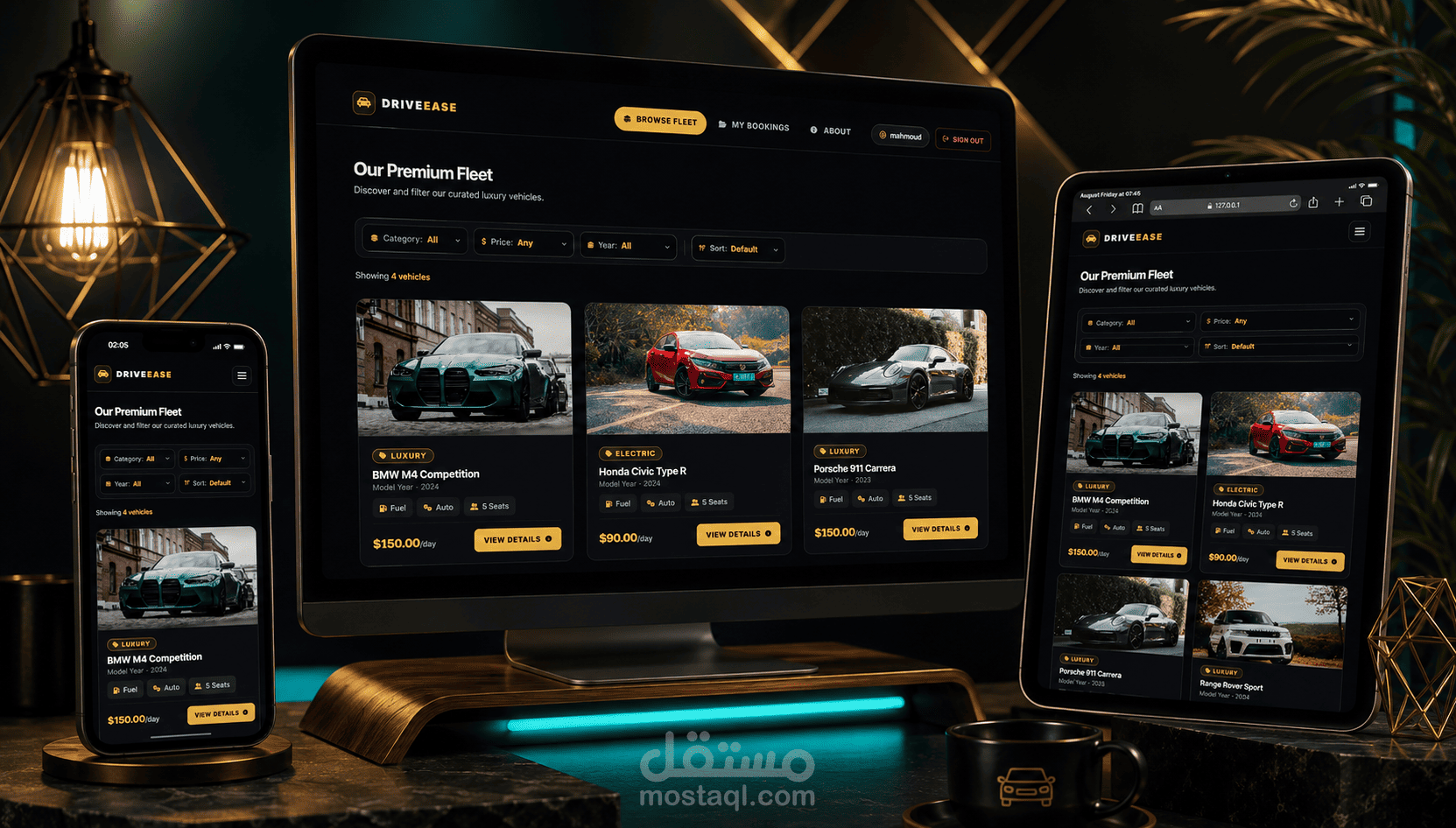 منصة DriveEase — لوحة تحكم ونظام تأجير السيارات الفارهة (Luxury Vehicle Rental)