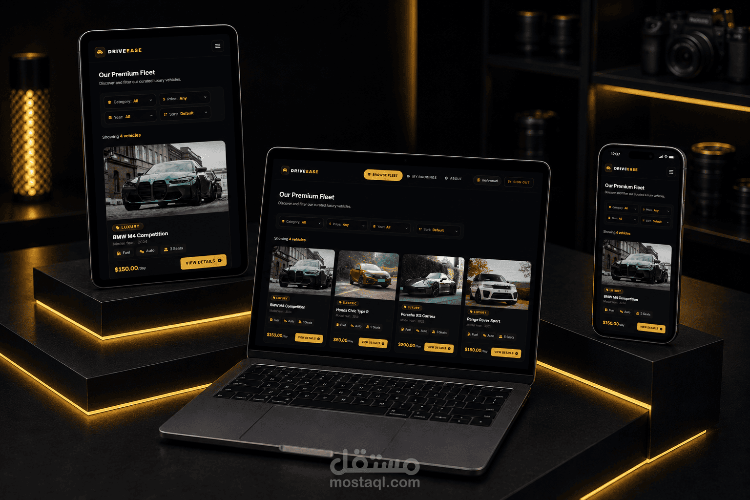 منصة DriveEase — لوحة تحكم ونظام تأجير السيارات الفارهة (Luxury Vehicle Rental)