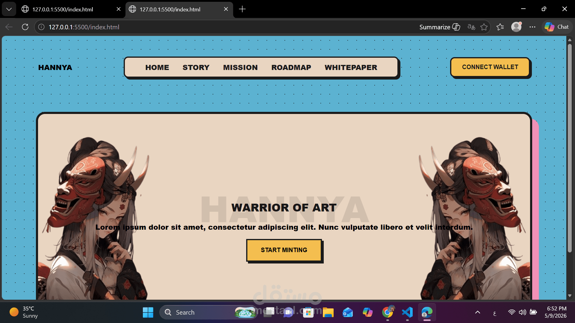 Hannya Warrior Landing Page