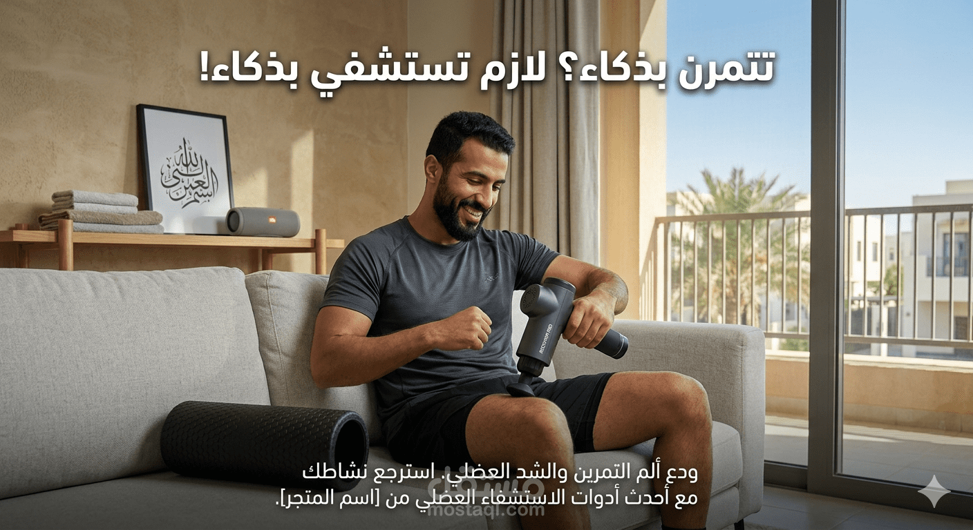 تصميم بنر إعلاني احترافي لمتجر أدوات استشفاء رياضي