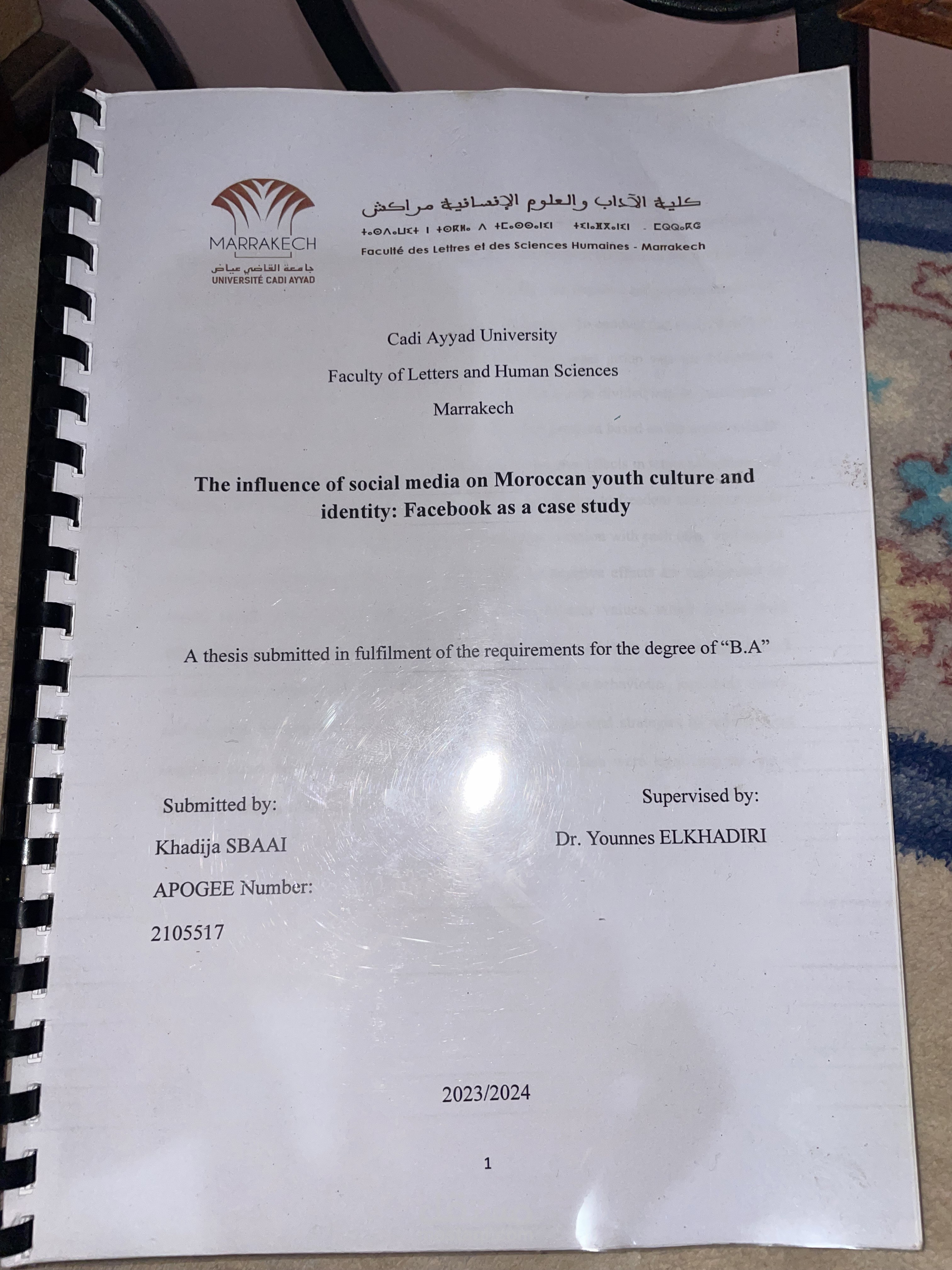 Academic Research Paper  Title: The Influence of Social Media on Moroccan Youth Culture and Identity: Facebook as a Case Study  Prepared by: Khadija Sbaai Field: English Studies / Cultural Studies