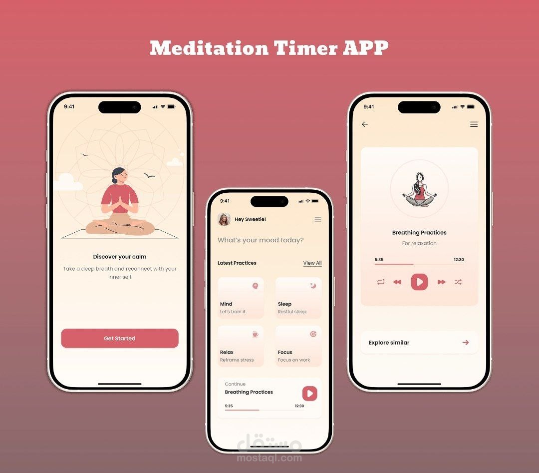 Meditation Timer App – Calm & Minimal UI/UX Design