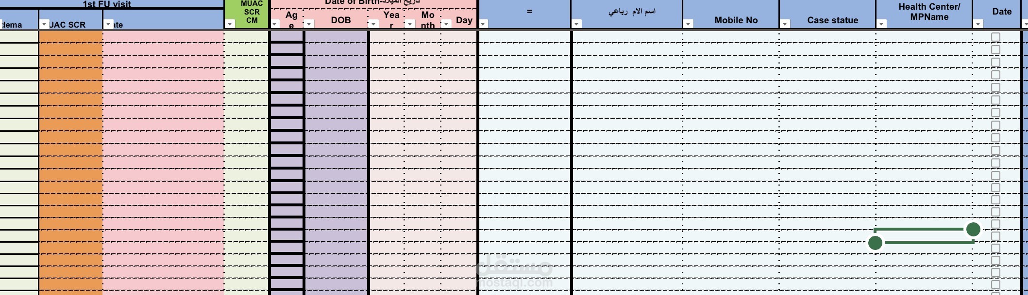 MUAC Monitoring Excel Sheet for PLW