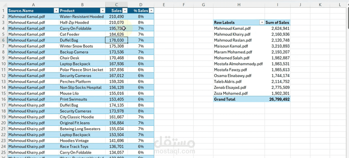 تحويل بيانات من PDF إلى Excel مع تنسيق
