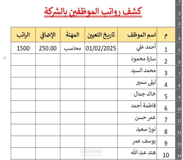 تنظيم وتنسيق جدول بيانات احترافي