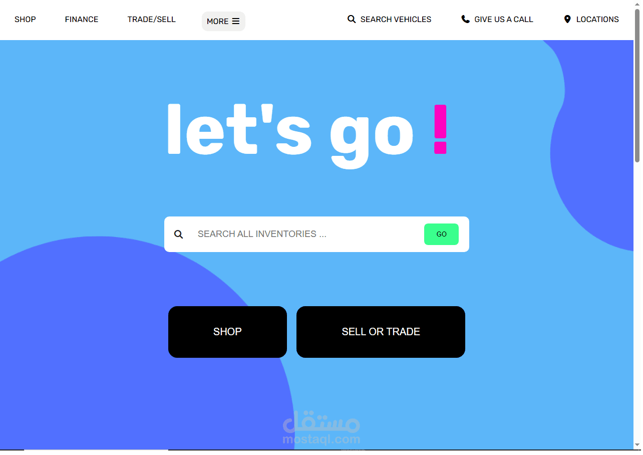 landing page لشركه سيارات