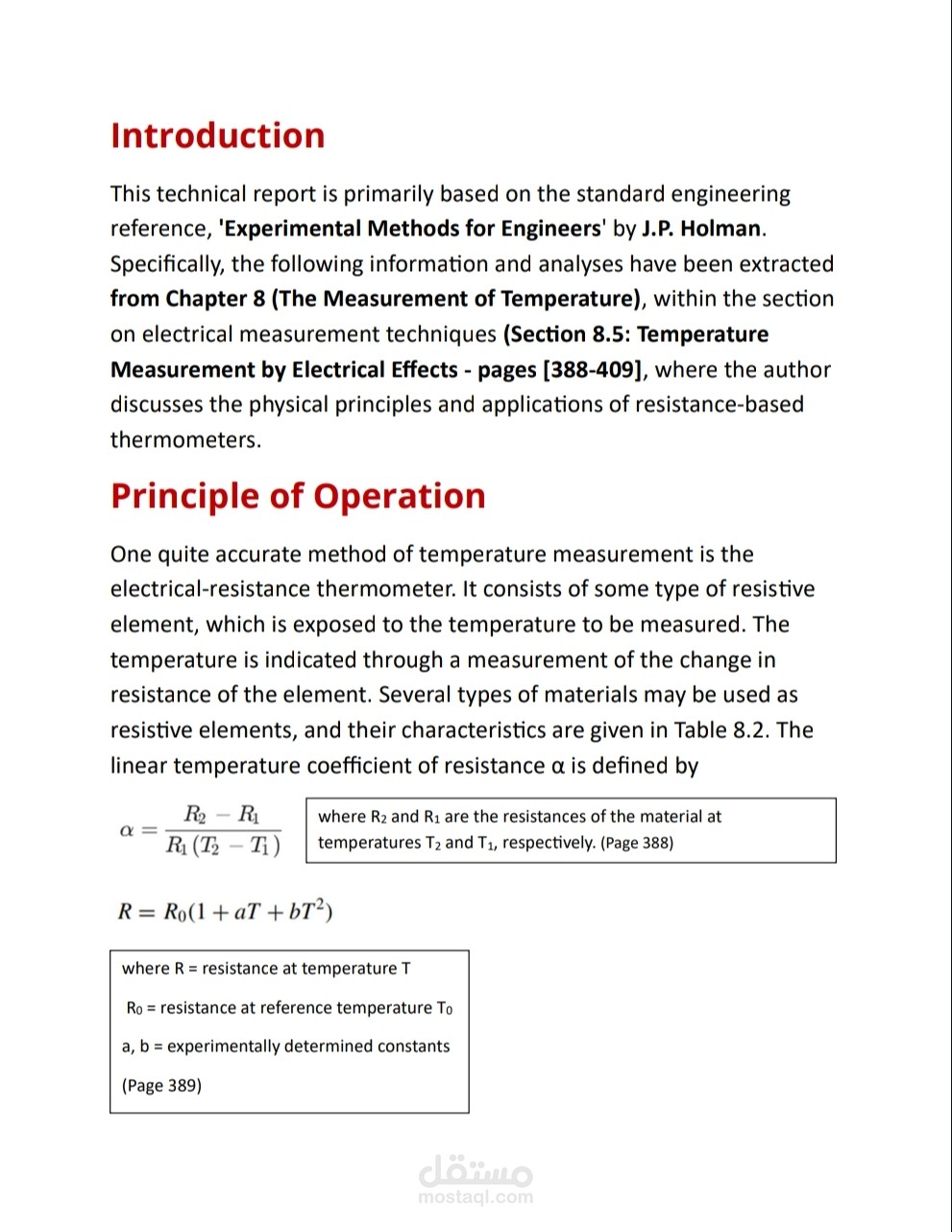 Temperature Measurement by Electrical Effects