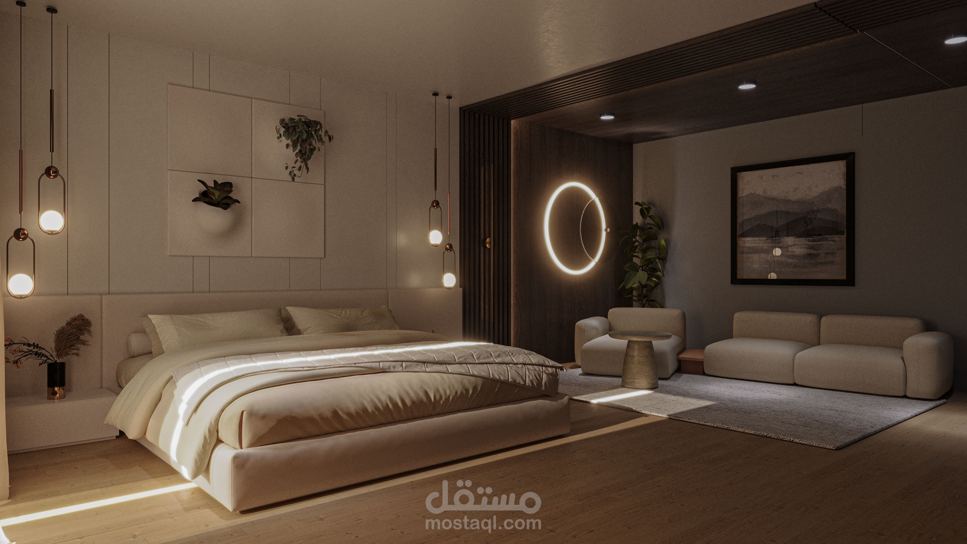 تصميم غرفة نوم مودرن هادئة