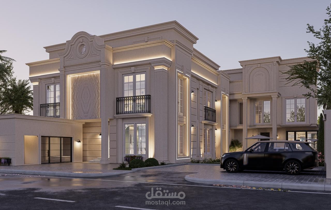 تصميم واجهة فيلا نيو كلاسيك