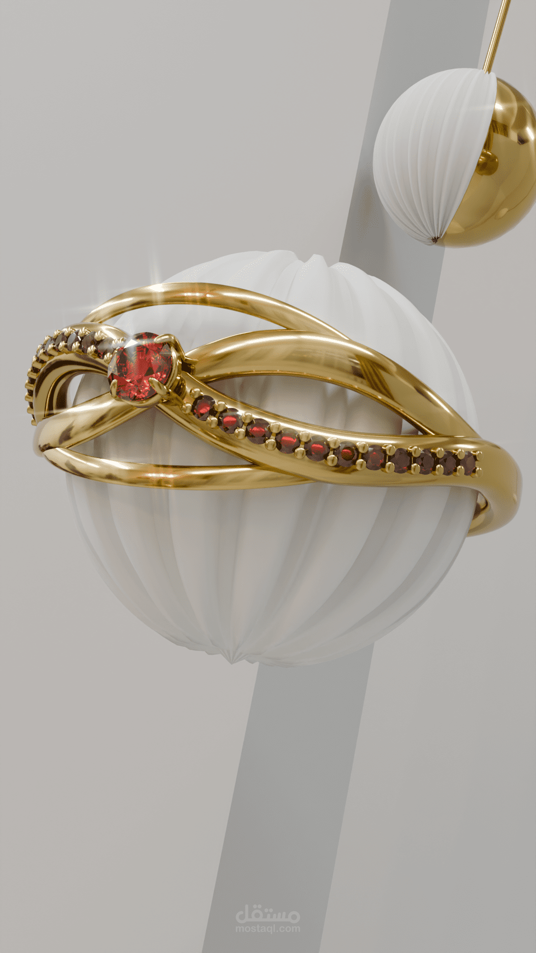 إخراج إعلاني لقطعة مجوهرات ثلاثية الأبعاد باستخدام Blender.