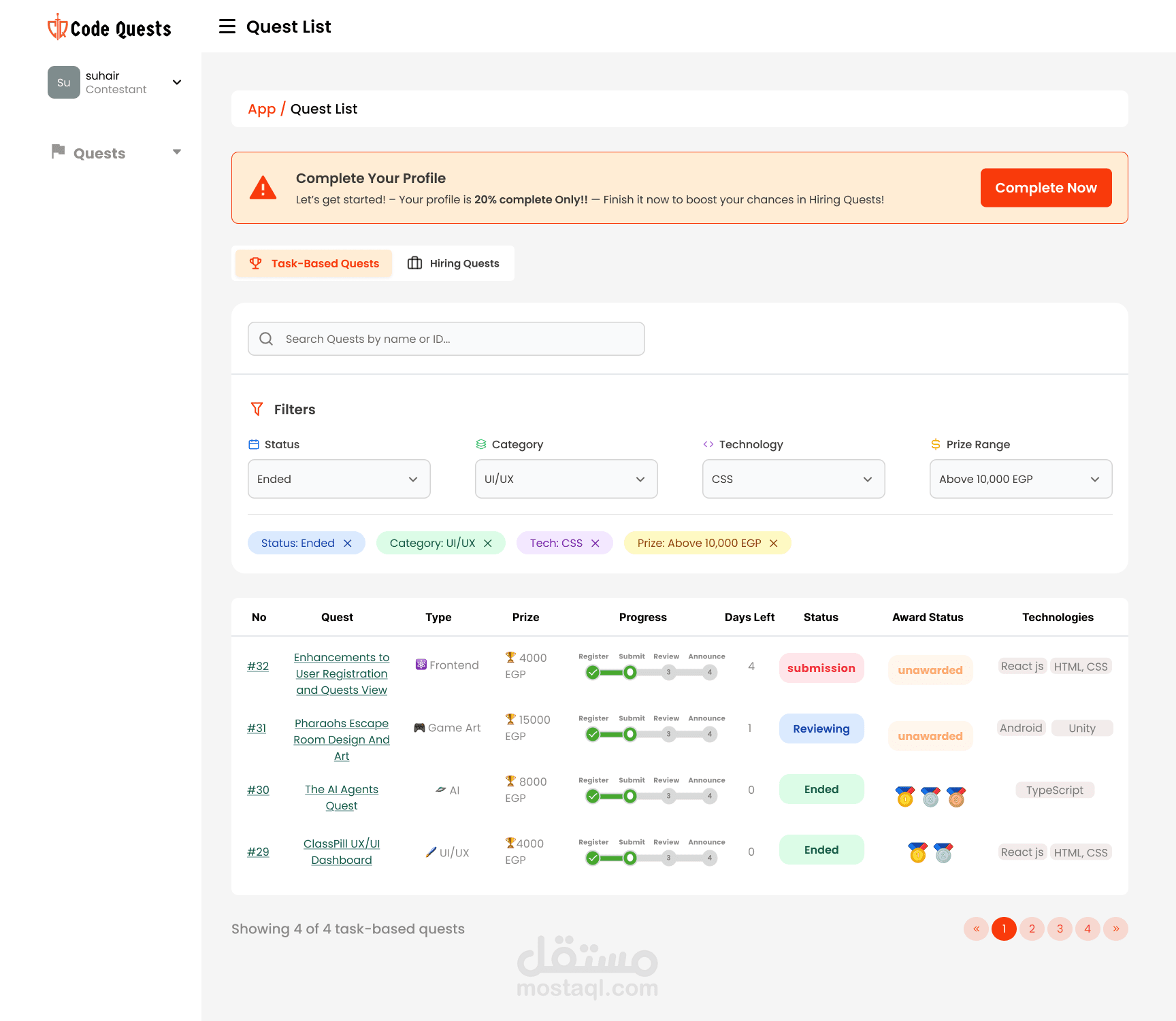 Code-Quests Platform UX/UI Redesign – End-to-End User Journey