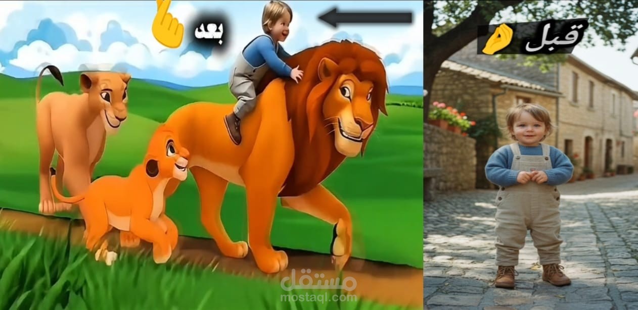 صناعة فيديوهات سينمائية تحول الأطفال إلى أبطال في عالمهم الكرتوني المفضل ✨