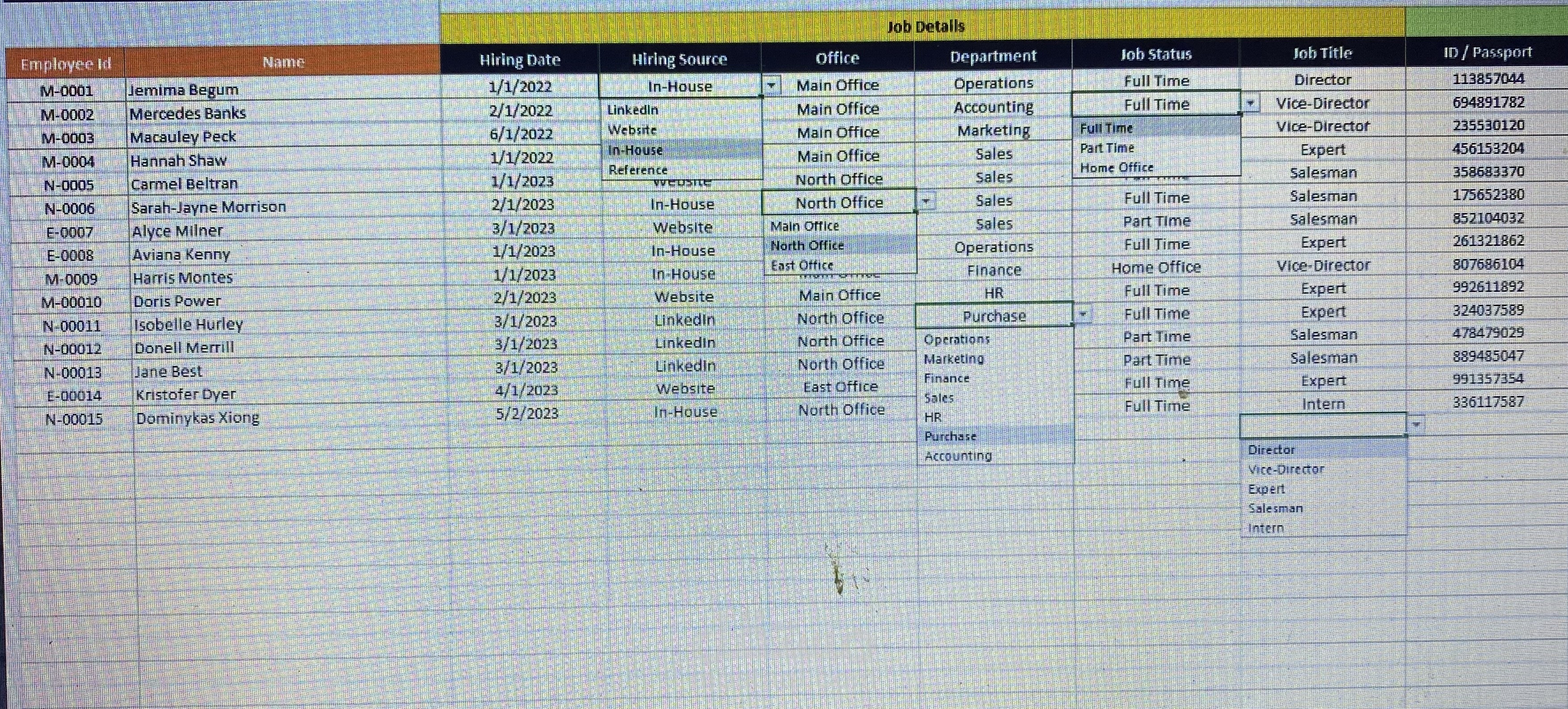 Employees database excel